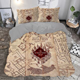 Marauders Map Temalı Baskılı Çift Kişilik Nevresim Takımı
