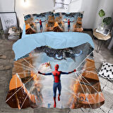 Mavi Spiderman Temalı Baskılı Çift Kişilik Nevresim Takımı