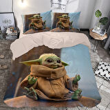 Yoda Krem Temalı Baskılı Çift Kişilik Nevresim Takımı
