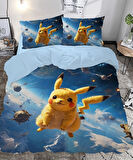 Pikachu Temalı Baskılı Çift Kişilik Nevresim Takımı