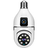 Çift Lensli Duy Girişli Kablosuz Ampul Kamera