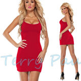 B100865 Kırmızı Askılı Elbise
