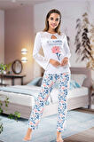 Uzun Kol Dantelli Kadın Pijama Takım 1115