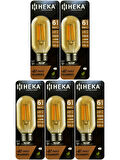 (5 Adet) Heka 6W (48W) 2500K (Günışığı) E27 Duylu (Kalın Duy) Şeffaf Led Ampul