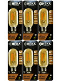 (6 Adet) Heka 6W (48W) 2500K (Günışığı) E27 Duylu (Kalın Duy) Şeffaf Led Ampul
