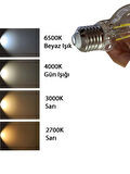 (4 Adet) Heka 6W (51W) 6500K (Beyaz Işık) E27 Duylu (Kalın Duy) Led Şeffaf Ampul