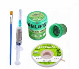 RELIFE RL-402 Krem Lehim Paste 40G Ve Flux Lehim Toplama Ve CP1515 Emme Teli SetiX1