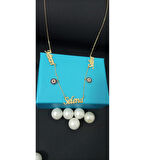 NAZAR BONCUKLU ÜÇ İSİMLİ KOLYE GÜMÜŞ KİŞİYE ÖZEL