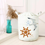 Beyaz Bebek Çocuk Odası Katlanabilir Kirli Çamaşır ve Oyuncak Sepeti Model 40019