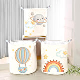 Beyaz Bebek Çocuk Odası Katlanabilir Kirli Çamaşır ve Oyuncak Sepeti Model 40022