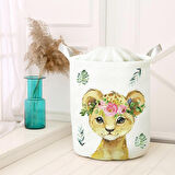 Beyaz Bebek Çocuk Odası Katlanabilir Kirli Çamaşır ve Oyuncak Sepeti Model 40045