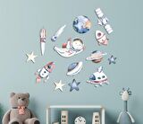 Uzay ve Gezegen Ahşap Set Bebek Çocuk Yatak Odası Ev Dekorasyon Model 001 