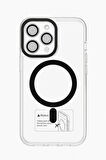 İphone 15 Pro Max Kılıf Kamera Korumalı Magsafe Şeffaf Siyah