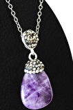 Sertifikalı 1.Kalite Zirkon Taşlı Ham Ametist Taşı Kolye (Brezilya)