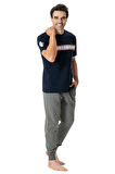 U.s Polo Assn. 18788 Erkek Kısa Kollu Paçası Bantlı Pijama Takımı-Lacivert