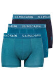 U.s Polo Assn. 80515 Erkek Pamuklu 3'lü Boxer-İndigo&Lacivert&Baskılı