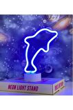 Dekoratif Tasarımlı Yunus Balığı Mavi Neon Led Gece Lambası