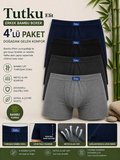 Tutku Elit 1254 Erkek Boxer Bambu Elastan Yumuşak Doku Konforlu Karışık Boxer 4 Lü Paket