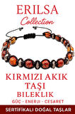 Sertifikalı Terahertz – Kırmızı Akik Taşı Bileklik – Koruma ve Canlılık Enerjisi
