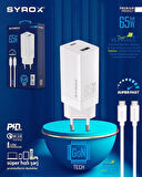 Syrox Type-C 65 Watt Hızlı Şarj Aleti Beyaz