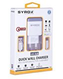 Syrox Meizu 16X Uyumlu Hızlı Şarj Cihazı Aleti 3.0A Type-C Şarj Cihazı Seti Q32 Beyaz