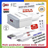 Umut Bilişim Teknolojileri _  Casper Via A1 Uyumlu 18W 3.0A Type-C Hızlı Şarj Cihazı / Şarj Aleti Seti (Adaptör+Kablo)