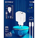 Syrox Type-C 45 Watt Hızlı Şarj Adaptörü Beyaz