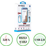 HsYn_LG Stylus 2 Uyumlu Mikro Usb Girişli 3.0 Amper Şarj Aleti+Kablo Şarj Cihazı_q30