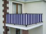 Ceylan Home Balkon Demir Perdesi Bağcıklı Mavi Kalın Çizgili 400x80