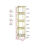 Olope Gold Metal 4 Raflı Kitaplık Çiçeklik Gümüşlük Duvar Rafı