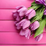 Pembe Lale Buketi Kanvas Tablo