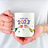Kişiye Özel 2023 Temalı İsim ve Harf Baskılı Porselen Kupa Bardak HC2029