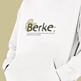 Kişiye Özel İsim Baskılı Cepli, Kapşonlu Beyaz Unisex Sweatshirt HK2157