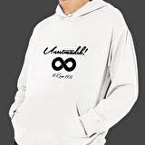 10 Kasım Özel Baskılı Cepli, Kapşonlu Beyaz Unisex Sweatshirt HK2298