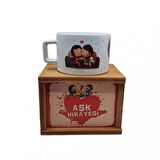 Aşk Hikayesi Ahşap Kutulu Kupa Bardak