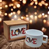 Aşk (Love) Konsept Ahşap Kutulu Kupa Bardak