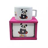 Panda Happy Birthday Doğum Günü Konsept Ahşap Kutulu Kupa Bardak