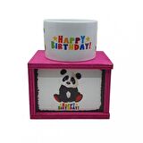 Panda Happy Birthday Doğum Günü Konsept Ahşap Kutulu Kupa Bardak
