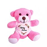 Kişiye Özel İsim Baskılı Kalp Temalı Sevgili Peluş Pembe Ayı HK2437