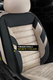 UNİVERSAL KZY Zebra Bej-Siyah  Seat Leon 1999-2006 Uyumlu Oto Koltuk Kılıfı
