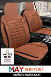 Kia Clarus  Uyumlu 5 KOLTUK TAM SET MAY SERİSİ DERİ OTO KOLTUK KILIFI TERLETME YAPMAZ TABA