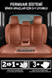 Kia Clarus  Uyumlu 5 KOLTUK TAM SET MAY SERİSİ DERİ OTO KOLTUK KILIFI TERLETME YAPMAZ TABA
