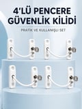 Pencere ve Kapılar İçin Anahtarlı Güvenlik Kilidi 4’lü Set