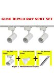 Mini Ray Spot Set Gu-10 Duylu Beyaz Kasa Beyaz Işık 3 Spot Lamba 1 Mt Ray 3 Gu10 6500k Led Ampul
