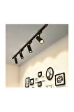 Mini Ray Spot Set Gu-10 Duylu Siyah Kasa Beyaz Işık 3 Spot Lamba 1 Mt Ray 3 Gu10 6500k Led Ampul