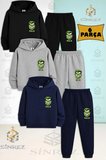 Çocuk Unısex HULK KAFA ALT UST LOGO 3'Lü Kapşonlu Eşofman Takımı