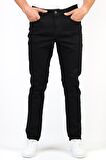 Erkek Siyah Regular Boru Paça Fit  Esnek Likralı Denim Jeans Kot Pantolon YENİHLTHE001973