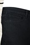 Erkek Siyah Regular Fit  Esnek Likralı Denim Jeans Kot Pantolon HLTHE001973