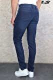 Erkek Koyu Mavi Regular Fit Boru Paça Esnek Likralı Denim Jeans Kot Pantolon HLTHE001977