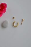 Gold Taşlı Kelebekli Helix Piercing Halka Taşlı Conch Piercingi